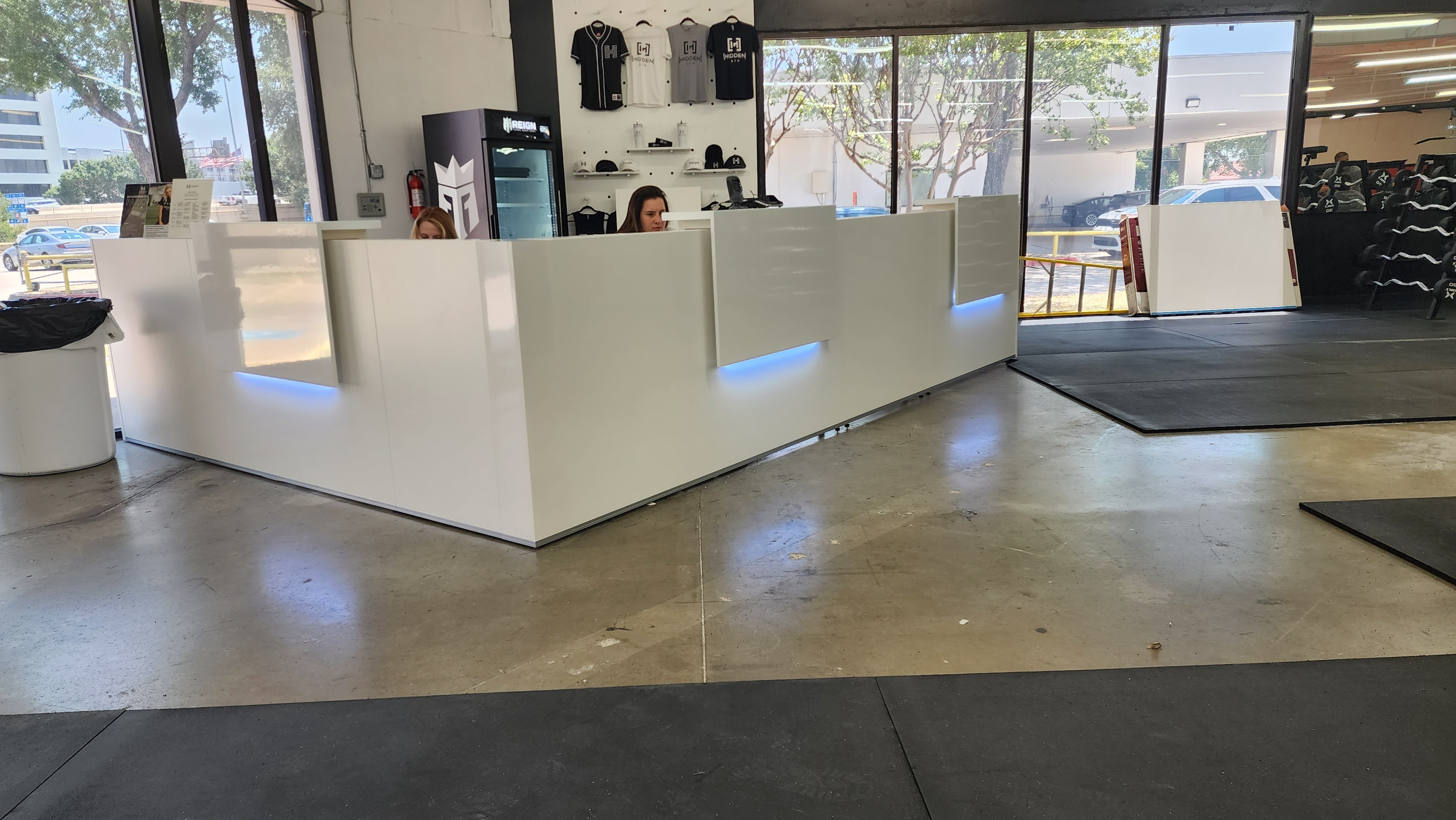 GymFITworks modern gym reception installation